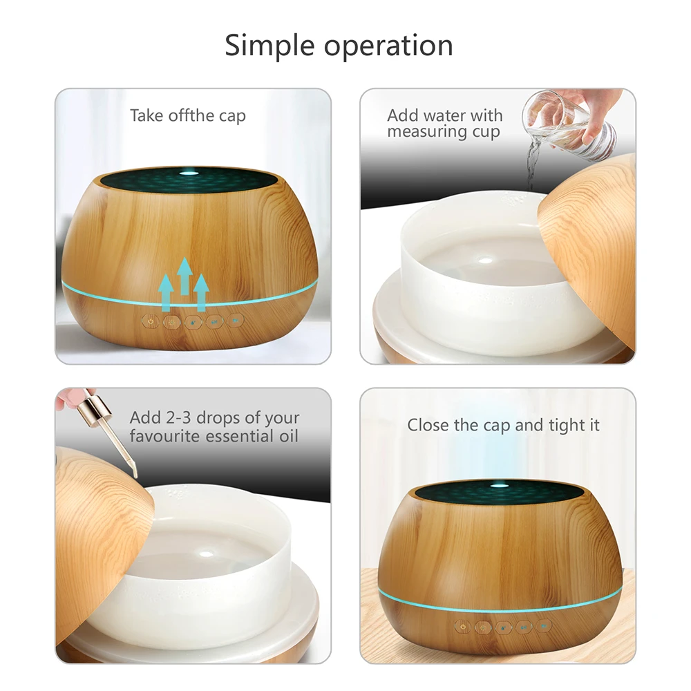 THANKSHARE 1000 ML Humidifier Aroma Diffuser Ultrasonic Air Essential Oil Humidificador 7 Color LED Light  Aromatherapy For Home