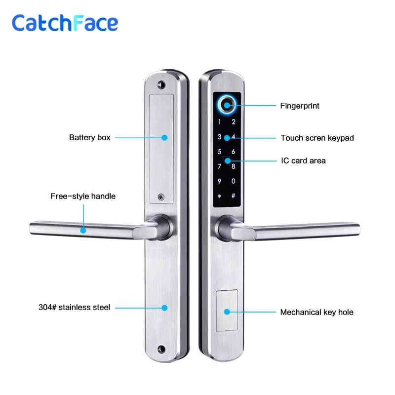 Waterproof Outdoor Gate Lock  Fingerprint Lock APP RFID Code Keyless Smart Lock Electronic Door Lock for Aluminum Door/Iron Gate