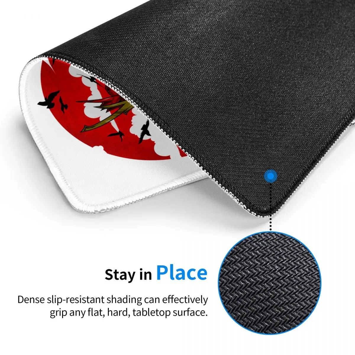 Japanese Samurai Warrior Mouse Pad with Locking Edge Square Gaming Mousepad Non-Slip Rubber Base Office Desk Computer Mat