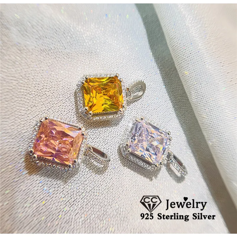 CC Pendants For Women No Chain Cubic Zirconia Pink Yellow White Necklace Pandent Wedding Fine Jewelry CCN288