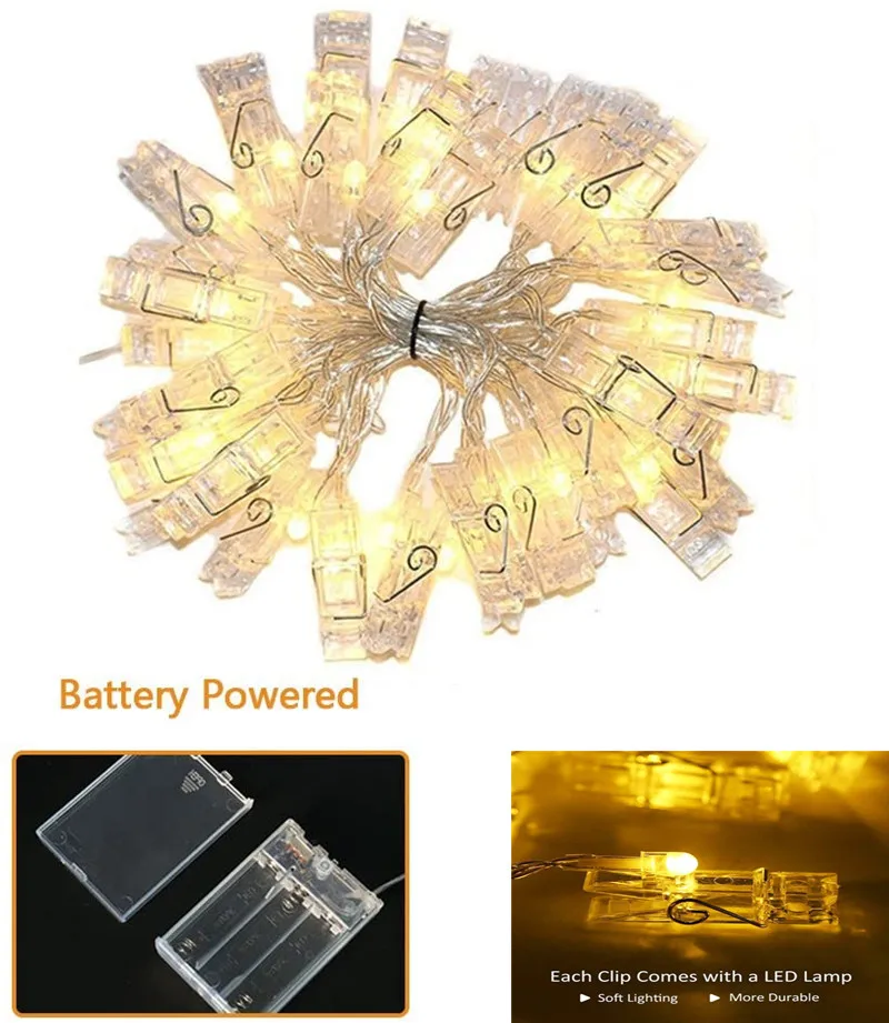 2M 5M 10M LED Light String Outdoor Garland Photo Clip Decoration Fairy Light String Wedding Birthday Party Christmas