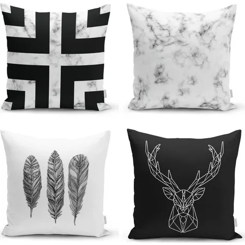 Black and Marble Elegance 4 Pcs Pillow decorate Cover Set Cushion Cases