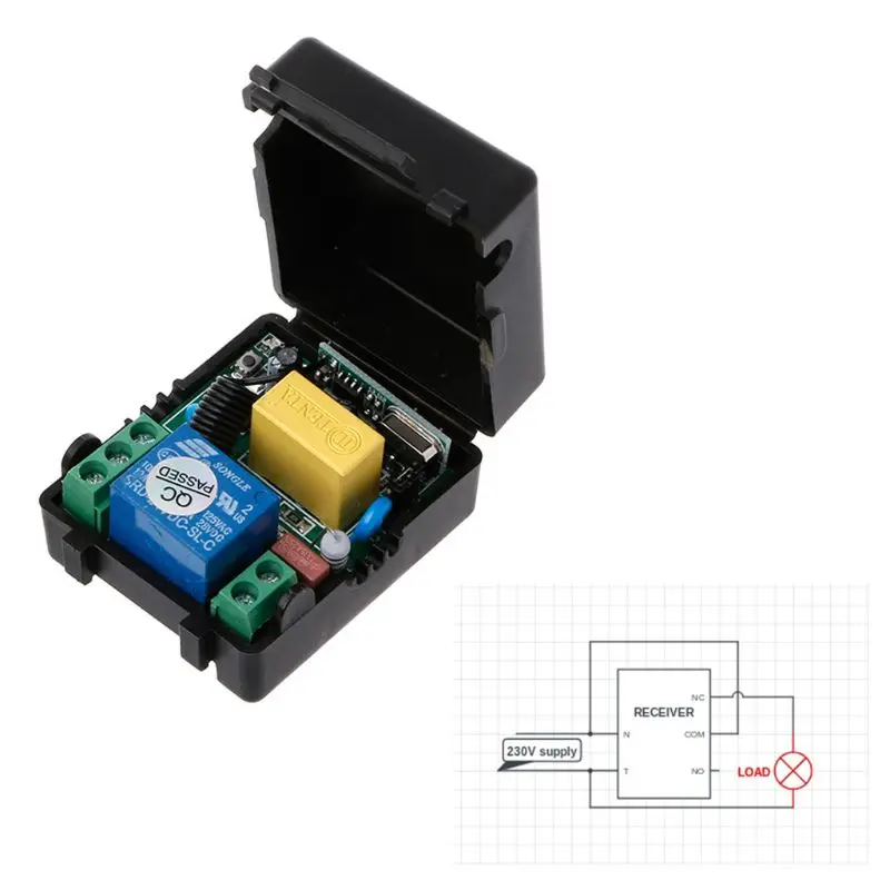 AC 220V 10A 1CH RF 433MHz Wireless Remote Control Switch Receiver + Transmitter Kit QX2B