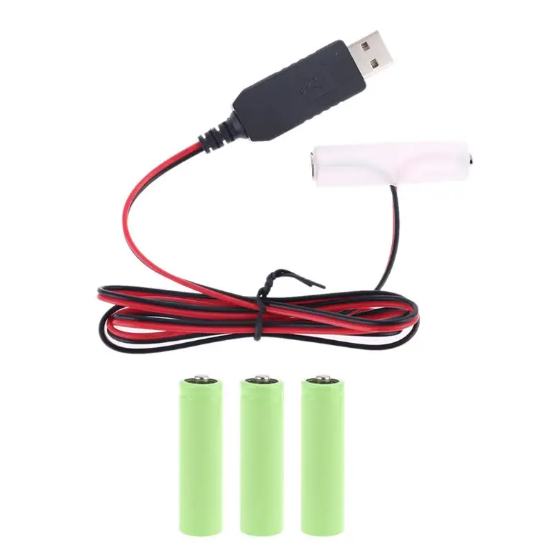Eliminador de bateria usb lr6 aa, cabo de fonte de alimentação substitui 1-4 pçs de bateria aa 1.5v