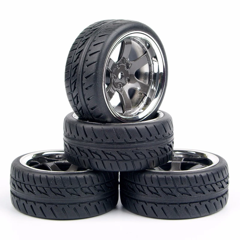 Rim 12mm Hex Rubber Tires Wheel fit 1:10 RC On Road Car Parts Accessory 4pcs/set