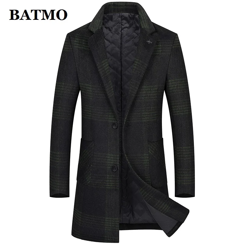 

BATMO 2023 new arrival autumn&winter high quality wool plaid trench coat men,men's wool jackets,plus-size M-5XL 2975