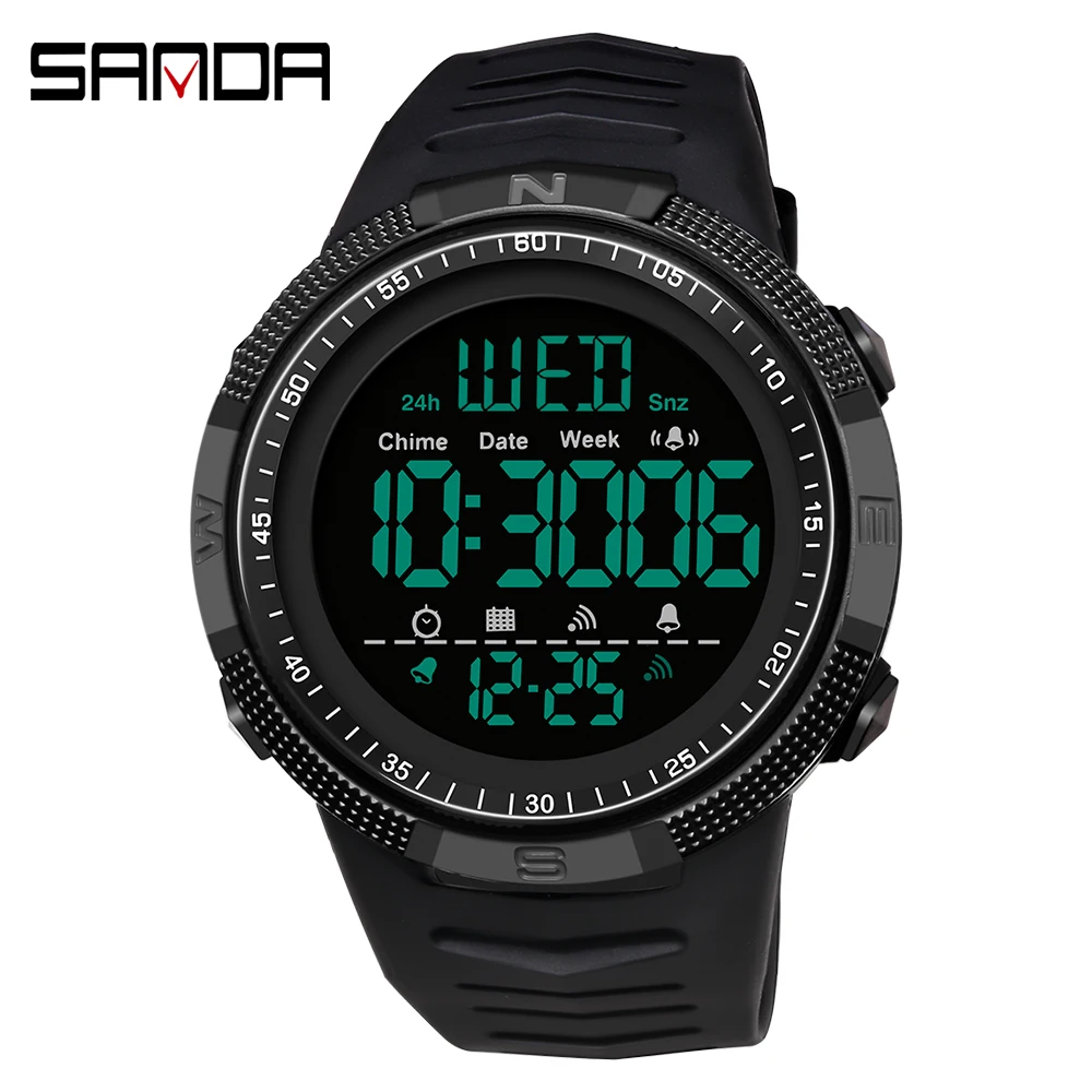 SANDA Fashion Outdoor Sport Watch Men Multifunction Watches Alarm Clock Chrono 5Bar Waterproof Digital Watch reloj hombre