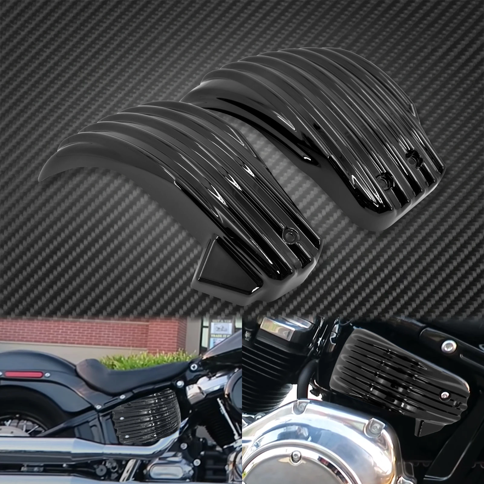 Motorcycle Stripe Side Battery Housing Cover Fairing Black Chrome ABS Guard Cover For Harley Softail M8 Breakout BOB 2018-2021