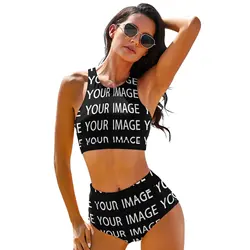 Your Image Custom Made Bikini Swimsuit Custom Design Your Own Belted Pattern Swimwear Customized 2 Piece Bathing Suit