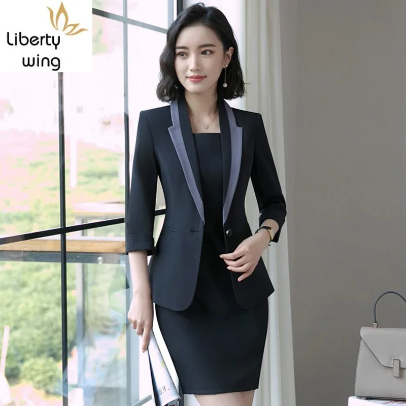 Blazer coreano slim com meia manga, sem mangas, conjunto com 2 peças, negócios, escritório, mulheres, tamanho grande, venda imperdível