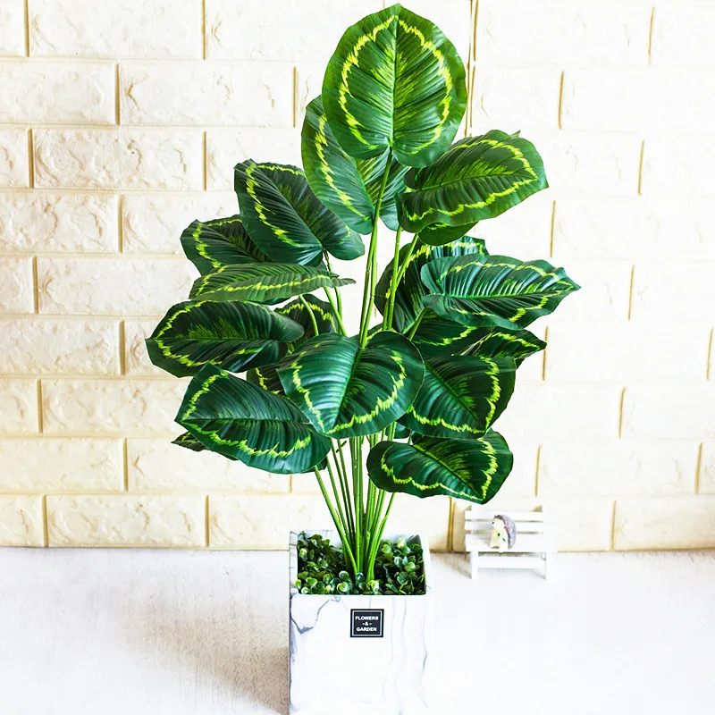 70CM 18 Leaf Artificial Green Plants Plastic Tropical Palm Tree Bundle Indoor DIY Hotel Office Home Desktop Decor Photo Props - Image 3