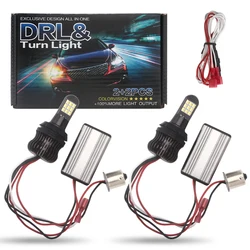 Feux de jour/DRL avec clignotant, ampoules LED, blanc/ambre 1156, 1 jeu, 3156 P21W BA15S PY21W BAU15S 7440 3030 W21W