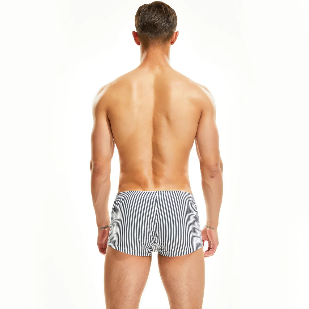 SEOBEAN Atmungsaktive, gestreifte Boxershorts für Herren, U-konvexer Beutel mit Knopfdetail, bequeme Loungewear, Pyjama-Unterwäsche für den täglichen Gebrauch – Detail 9