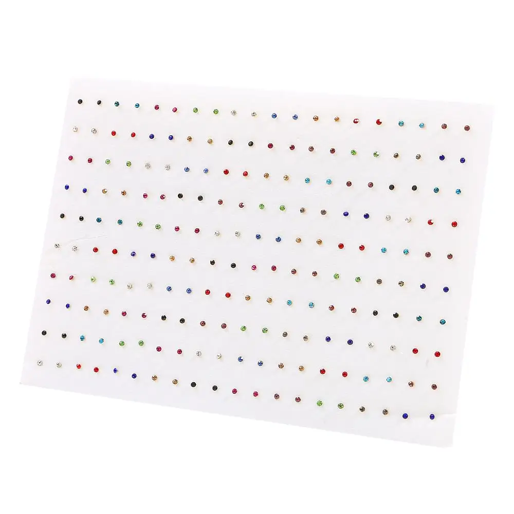 Women 100 Pairs /Lot Cute Crystal Small Stud Earrings Sets Girl Children Jewelry Party Birthday Gift With Heart Box Random Style