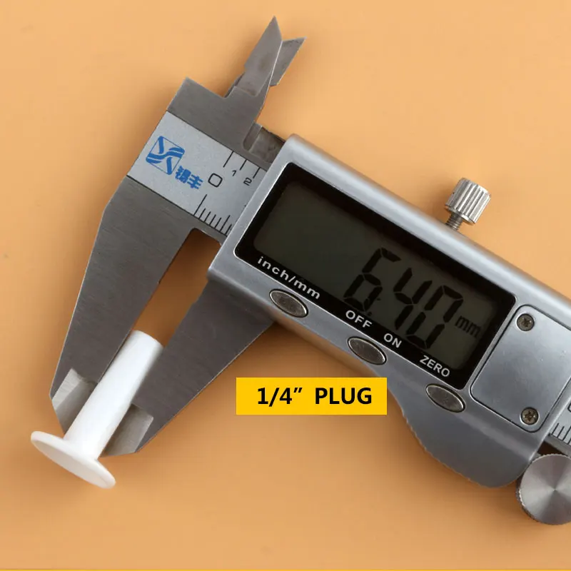 OD 튜브 화이트 하드 플러그 직통 파이프 커넥터, 역삼투 수계 차단 직경 6.5mm 피팅, 1/4 인치