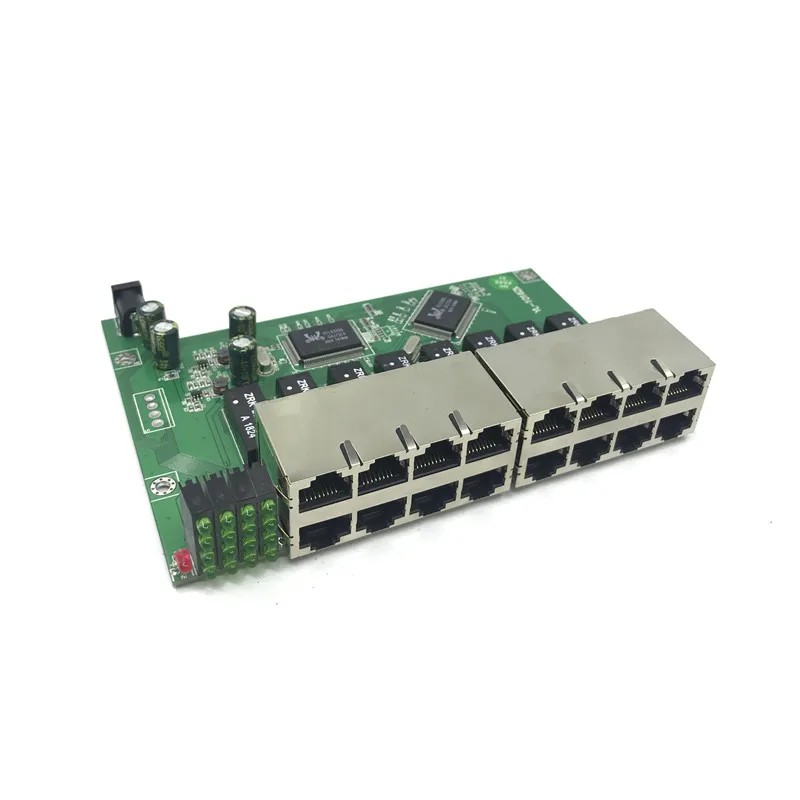 OEM 10/100Mbps RJ45 16Port Fast Ethernet Switch โมดูล Lan Hub US EU Plug 5V อะแดปเตอร์แหล่งจ่ายไฟเครือข่ายสวิทช์เมนบอร์ด