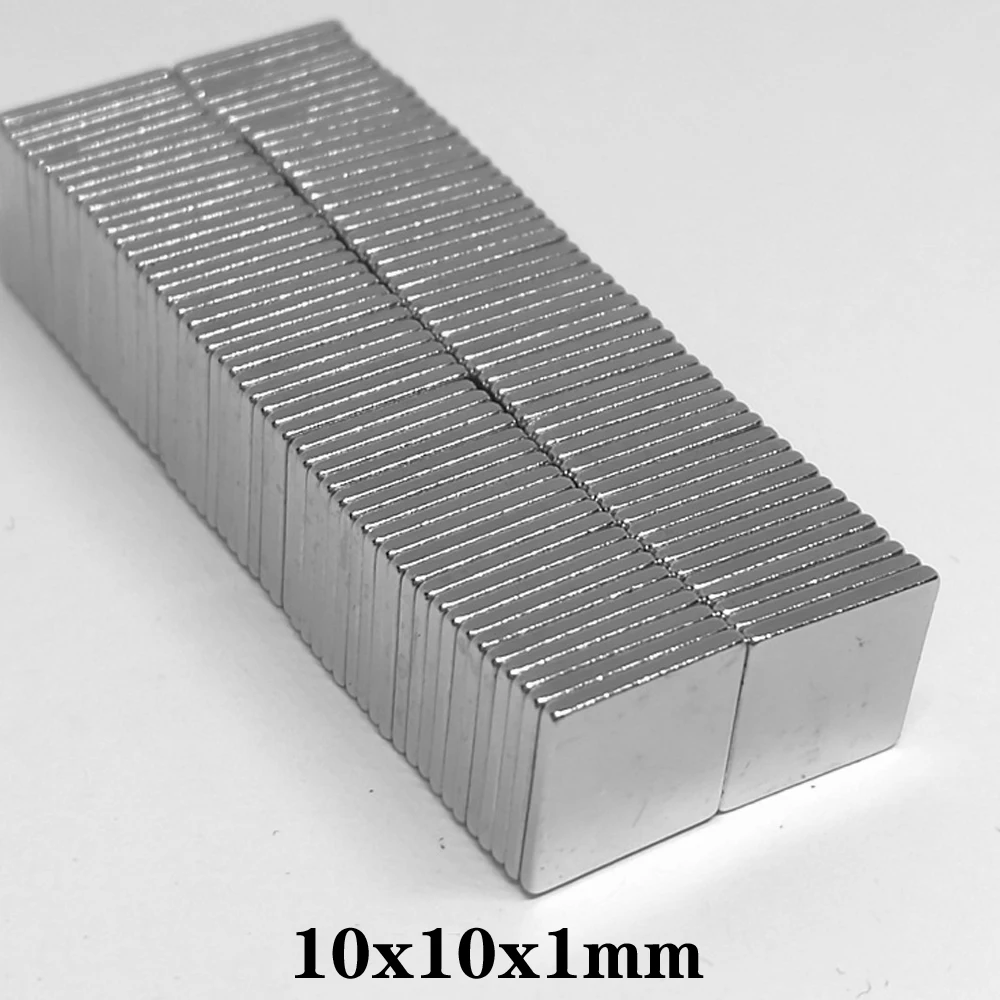 20~500pcs 10x10x1 mm Neodymium Magnet 10mm*1mm Thin Powerful NdFeB Magnets 10x10x1mm Block Strong Rare Earth Magnets 10*10*1