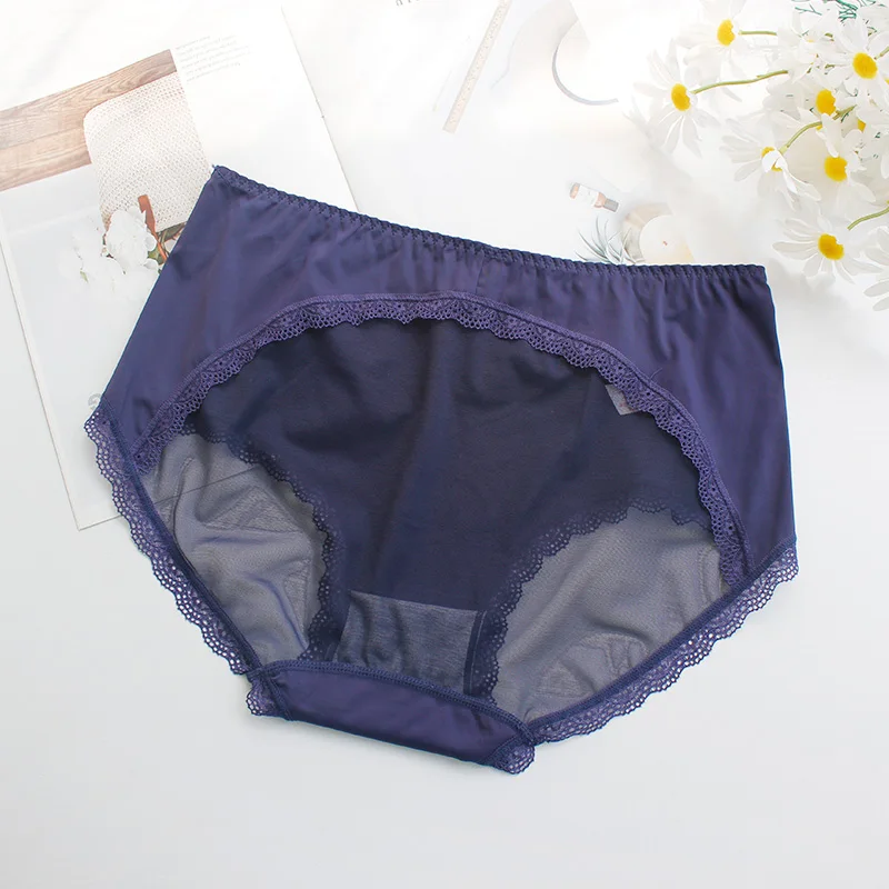 Women\'s Panties Large Sizes Sexy Lace Thin Ice Silk Hollow Out Transparent Mesh Panties Female Underwear Plus Size Women