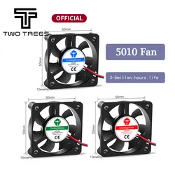 Ventilador de turbina para impresora 3D, pieza de ventilador de refrigeración sin escobillas de 2 pines, 5/12/24V CC 5010, 50mm (50x50x10mm), 5010