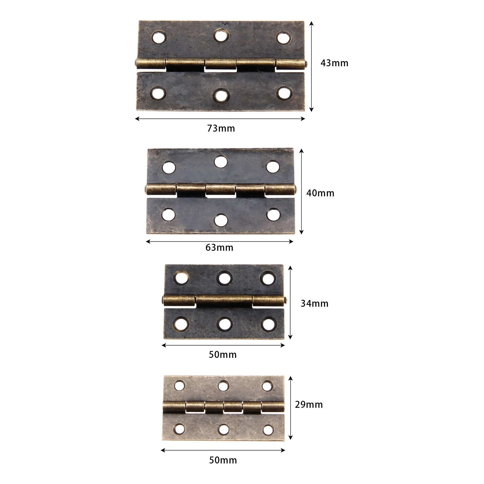 2Pcs Cabinet Antique Furniture Hinge Cabinet Drawer Door Butt Hinge Vintage Jewelry Wood Box Decorative Hinges