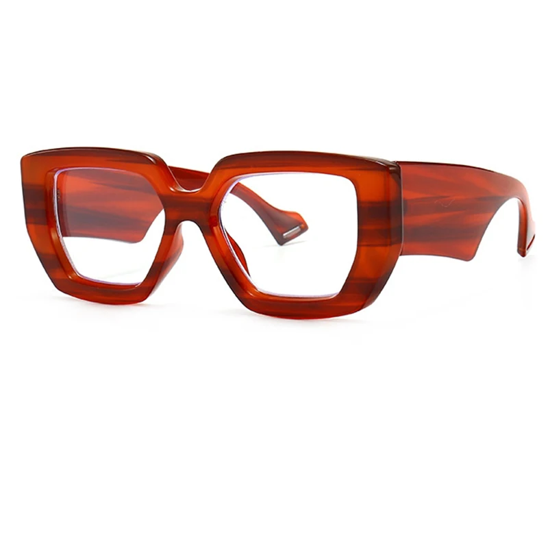 Vintage Square Big Frame Glasses Frame Fashion Wood Frame Glasses Female Transparent Optical Green Eyeglasses