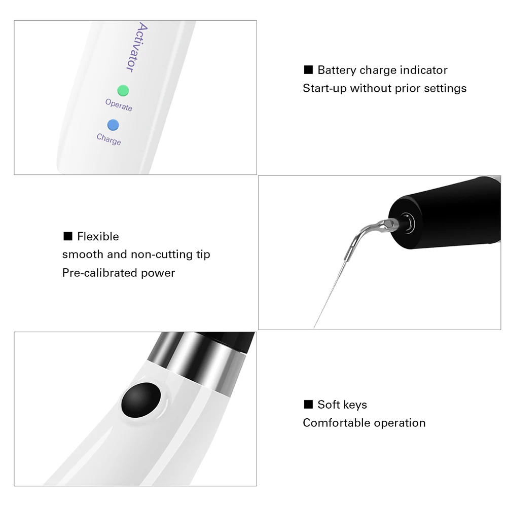 Dental Endo Ultra aktywator Endo Irrigator bezprzewodowa rękojeść ultradźwiękowa z 6 końcówkami 40-50Khz 1500mAh