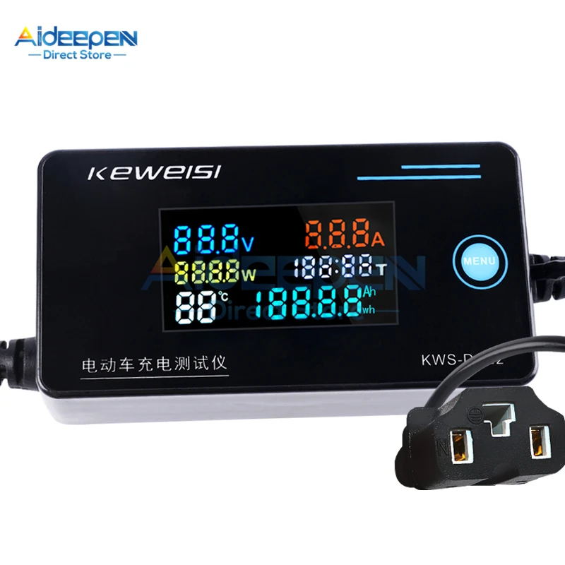 8-120V 0-10A Voltage And Current Charger Detector Electric Vehicle Charging Power Temperature Measuring Instrument Tester