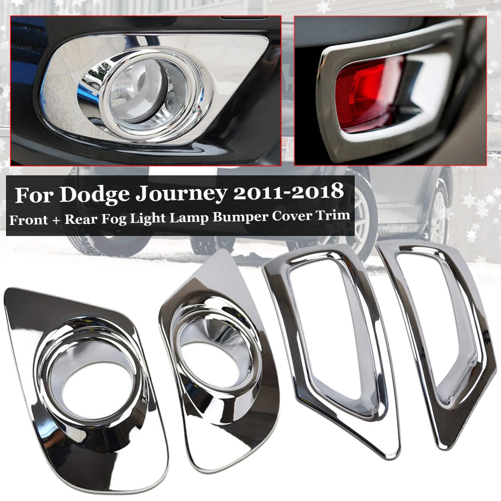 4 pcs LED Front Car Fog Light Lamps Cover Chrome ABS Plastic Bumper Cover For Dodge Journey 11-18 Car Styling Accessories