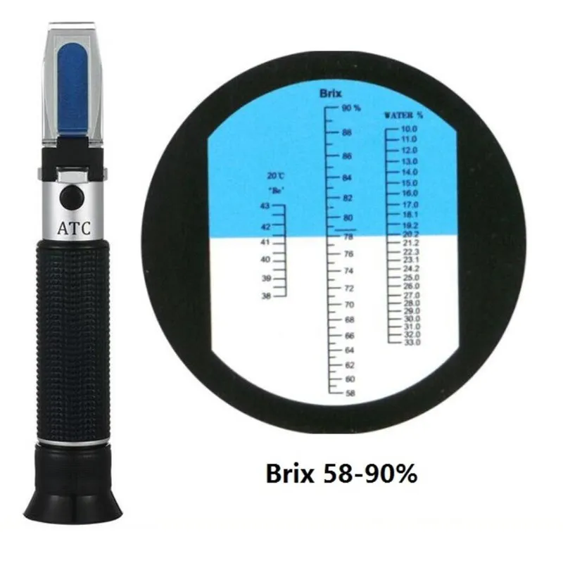 Honey Refractometer Tester 58-90% Brix Baume Water Tester RHB90 In Box