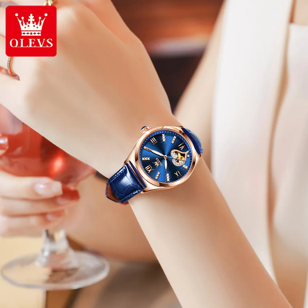 Relojes mecánicos automáticos para mujer, reloj Luminoso a la moda, resistente al agua, diseño con forma de corazón hueco