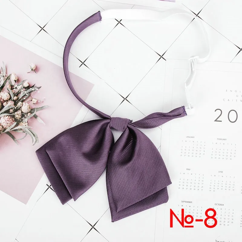 Ladies Bank New Solid Collar Bow Tie Women's Cute Bow-knot Japanese Girl Bowtie Butterfly Cravats Suits Jk Uniform Accessories