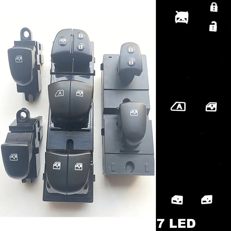 New Starter Electric Power Window Switch With White Light For Renault Kadjar 2015 2016 2017 2018 all 7 led lights will be on