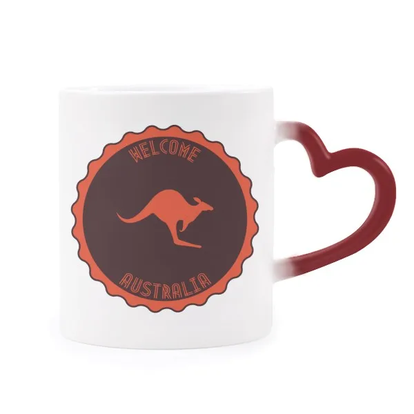 

Australia Flavor Kangaroo Emblem Morphing Mug Heat Sensitive Red Heart Cup