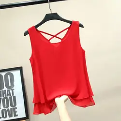banerdanni Women Chiffon Blouses Plus size 6XL 2025 New Summer sleeveless Loose Shirts Tops Blusa de talla grande