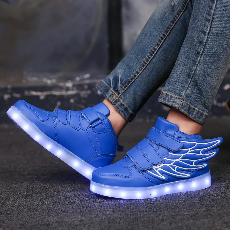 7ipupas New USB charging shoes 25-35 luminous shoes wing led shoes boys&girls fashion trend 7 colors luminous sneakers