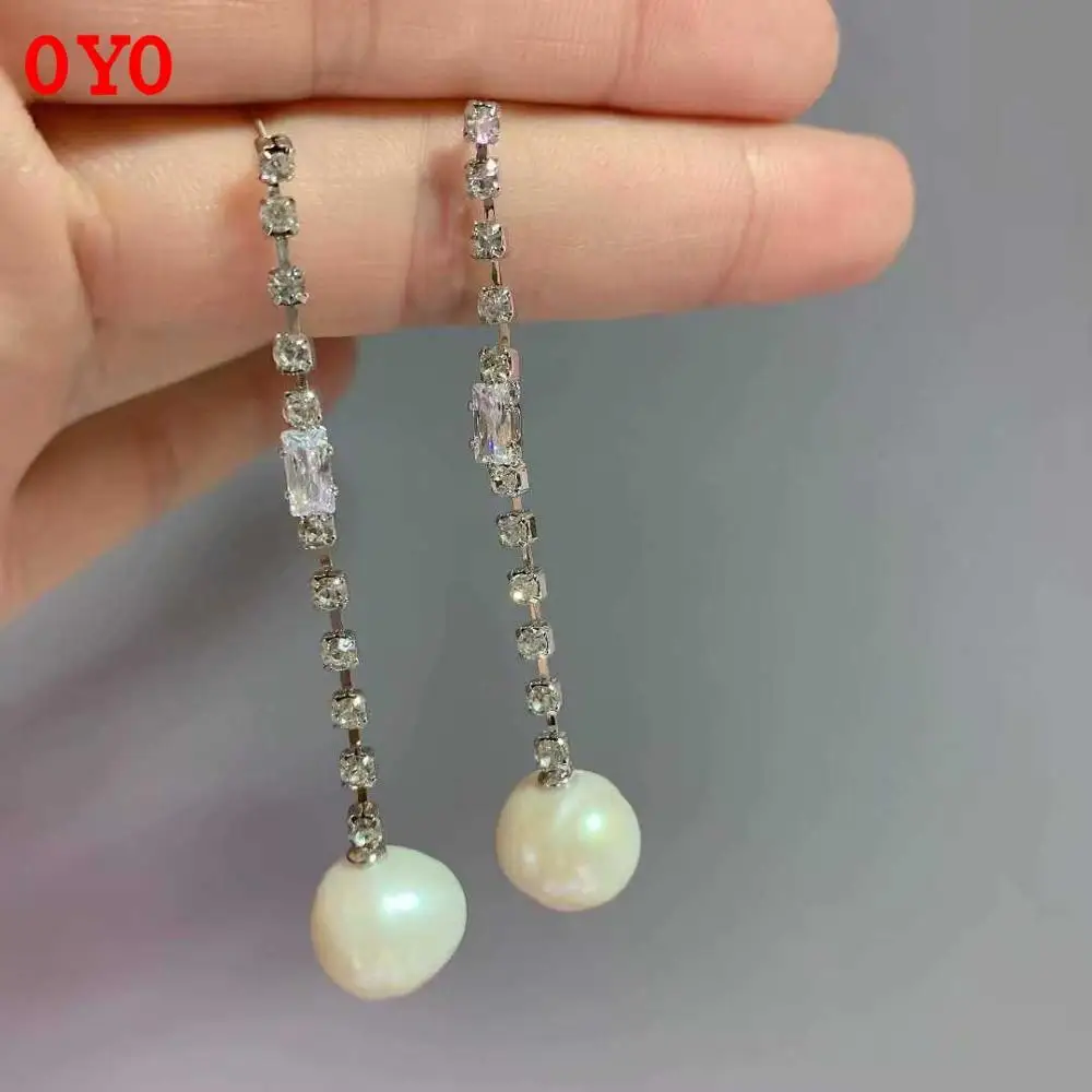 Design style is contracted joker broken auger natural baroque pearl pendant earrings