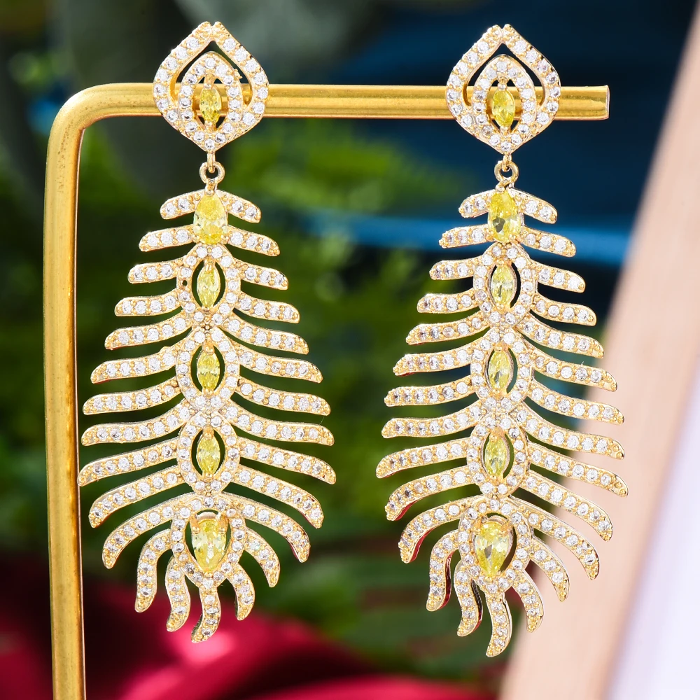 

GODKI Trendy Yellow Flowers Drop Earring For Women Wedding Cubic Zirconia Dubai Bridal Earrings Costume Jewelry Summer Party