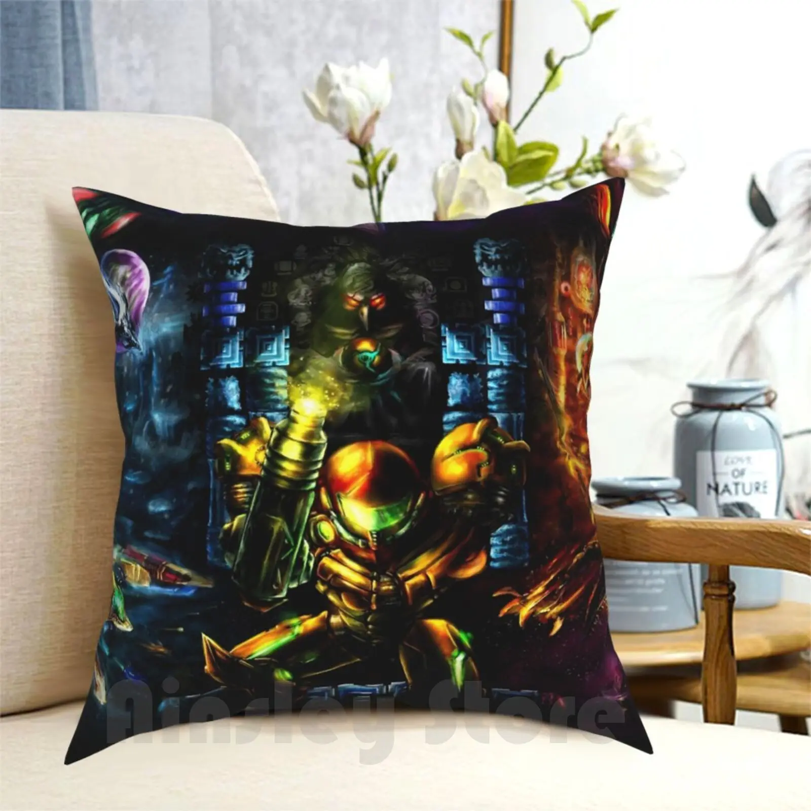 Harmony Of A Hunter : 25 Years Of Metroid Pillow Case Printed Home Soft DIY Pillow cover Metroid Video Games Hunter Samus