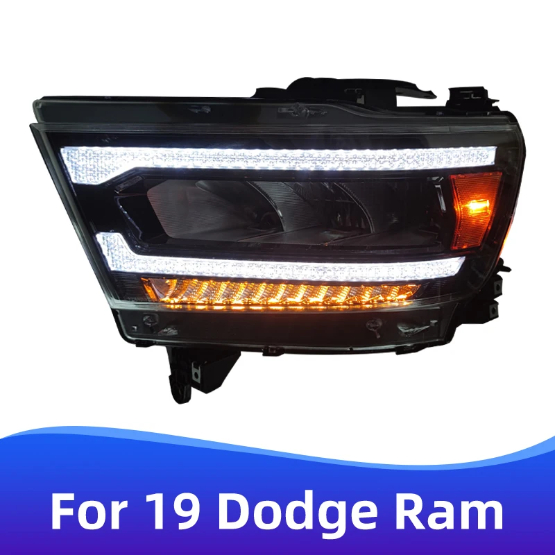 For 2019 Dodge RAM1500 headlight assembly modified full LED lens streamer daytime running light turn signal