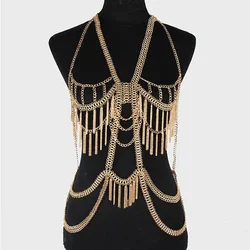 Stage show party girl body chains costume women Body ketting fashion gold multilayer tassel bikini ketting necklace jewelry