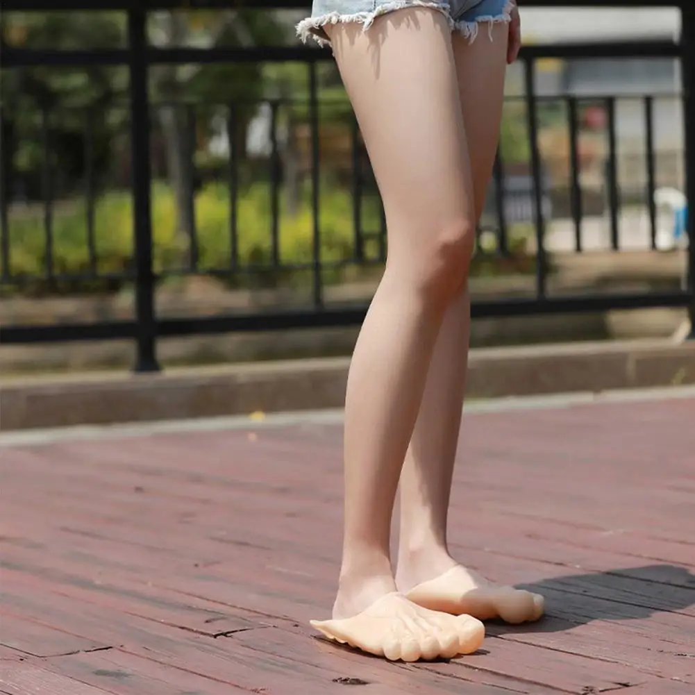 Simulation giant funny slippers toe shoes big feet spoof bare feet bare five fingers soles toys