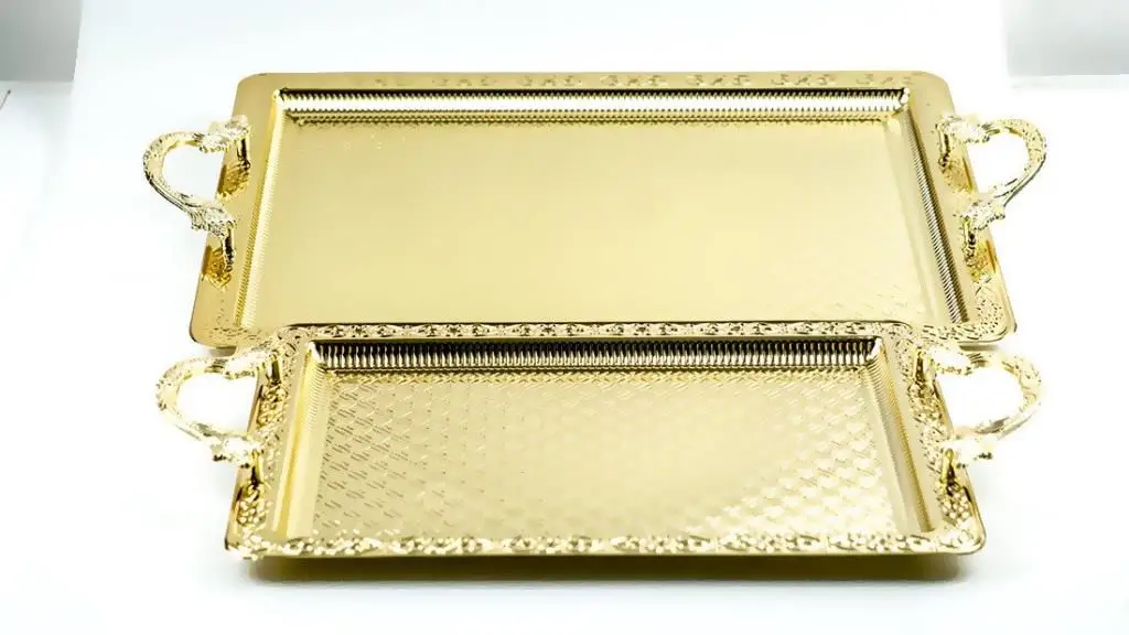 

DOLBOVI Submersible Dual Rectangular Tea & Coffee tray Set OF Gold tray поднос plateau de service