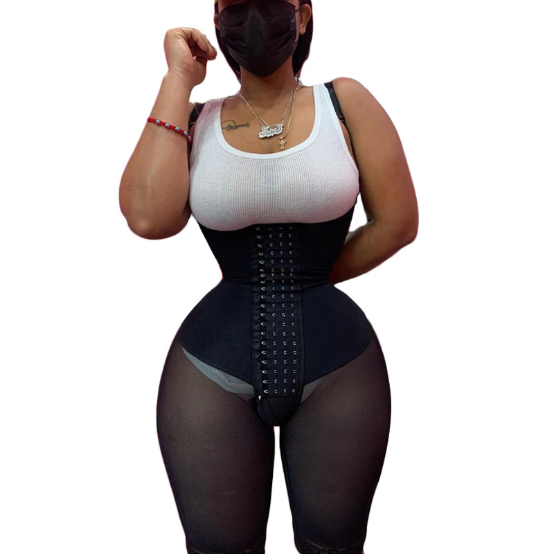 

Double Compression Bodysuit Garment Knee Length Underbust Body Shaper Fajas For Women Postpartum Girdle Body Shaper