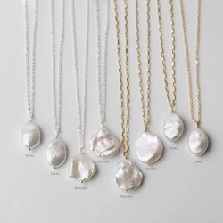 925 Silver/14K Gold Filled Natural Baroque Pearl Necklace Handmade Jewelry Choker Pendants Femme Kolye Collares Boho Necklace