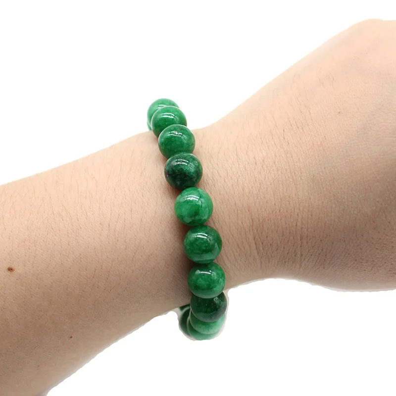 Natural Chalcedony Green Jades Bracelet Round Loose Stone Beads Bracelet Women Men Fashion Bracelet 4 6 8 10 12mm