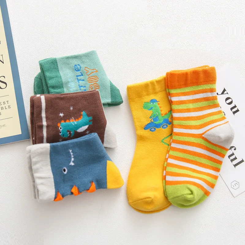 5Pairs/lot Kids Socks Autumn Winter Cotton Baby Socks Warm Thick Animal Cute Socks Dinosaur Cartton Children Socks