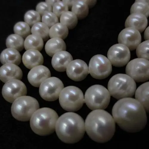 3 row 8mm White potato round freshwater pearl necklace