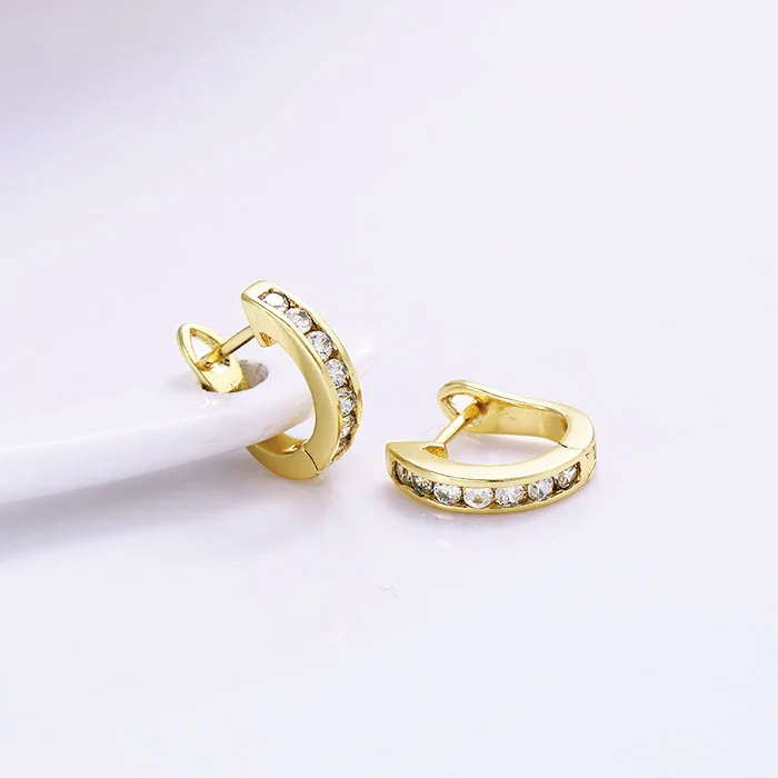 MxGxFam Special Offer 14 K Light Gold Color Zircon Hoop Earrings For Women AAAA+ Fashion Jewelry