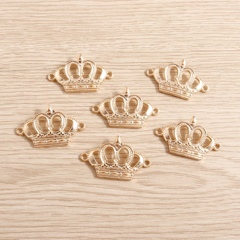 10 sztuk 33*20mm złoty kolor korona Charms złącze dla bransoletki wisiorki naszyjniki akcesoria DIY tworzenia biżuterii Handmade Craft