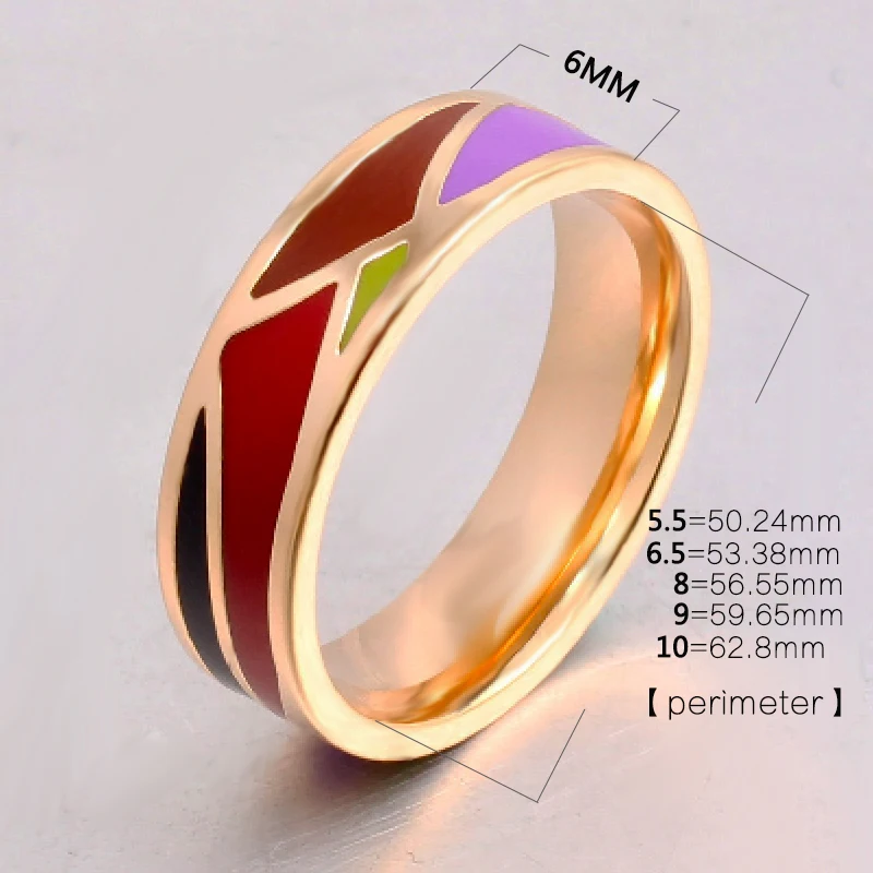 Fashion Stainless Steel  Jewelry Colorful Geometric Enamel Rings for Women Best Friends Holiday Gifts